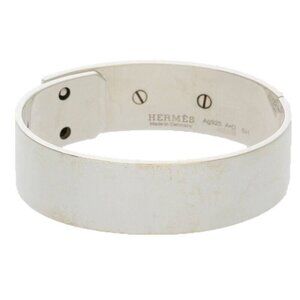 Hermes Collier De Chien MM Silver Bangle Bracelet SH